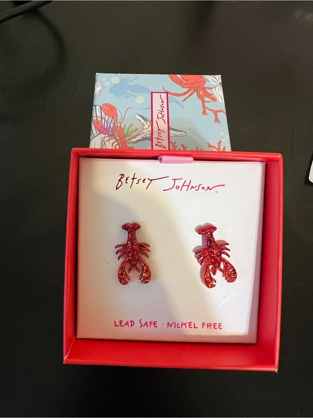 Betsey Johnson Red Lobster Stud Earrings